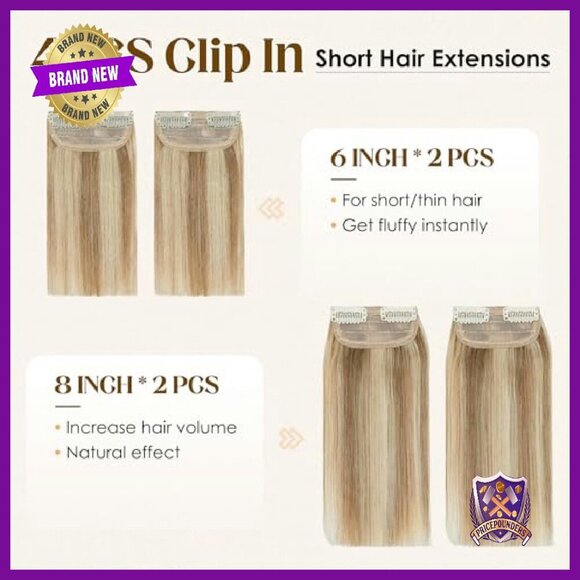 Human Hair Clip-In Extensions 4PC Set for Volume & Thinning Hair
